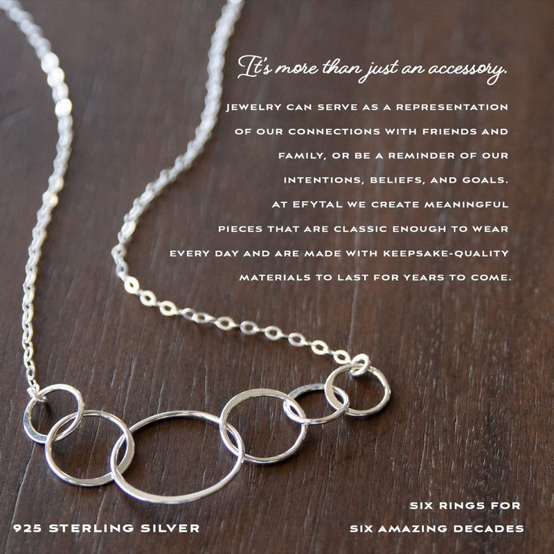 EFYTAL 60th Birthday Gifts for Women, Sterling Silver 6 Circle Necklace for 60 Year Old Woman, 60 Year Old Birthday Gifts for Women, Sixty - Image 2